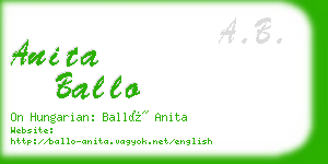 anita ballo business card